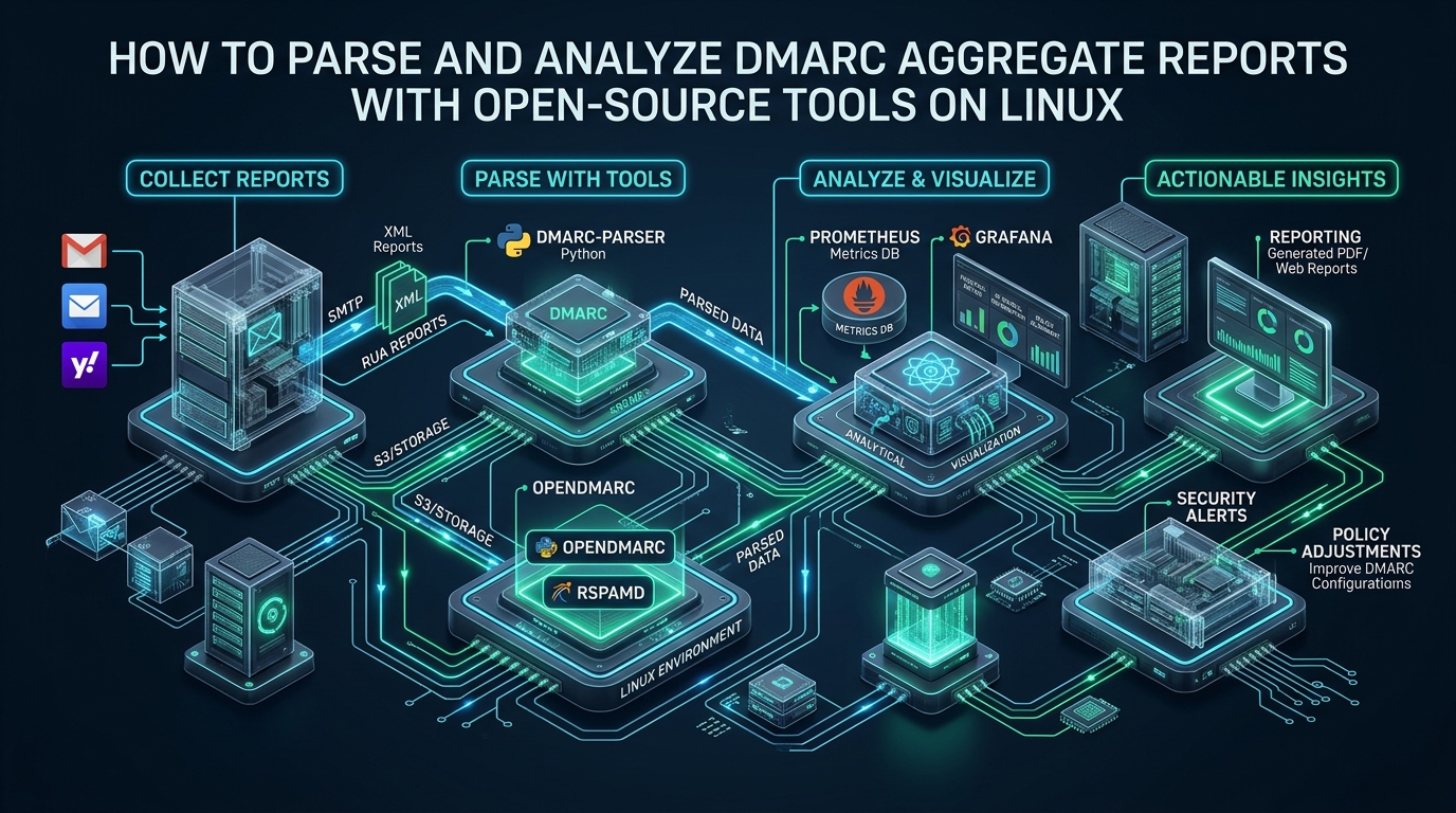 How to Parse and Analyze DMARC Aggregate Reports with Open-Source Tools on Linux - parse DMARC aggregate reports linux tools