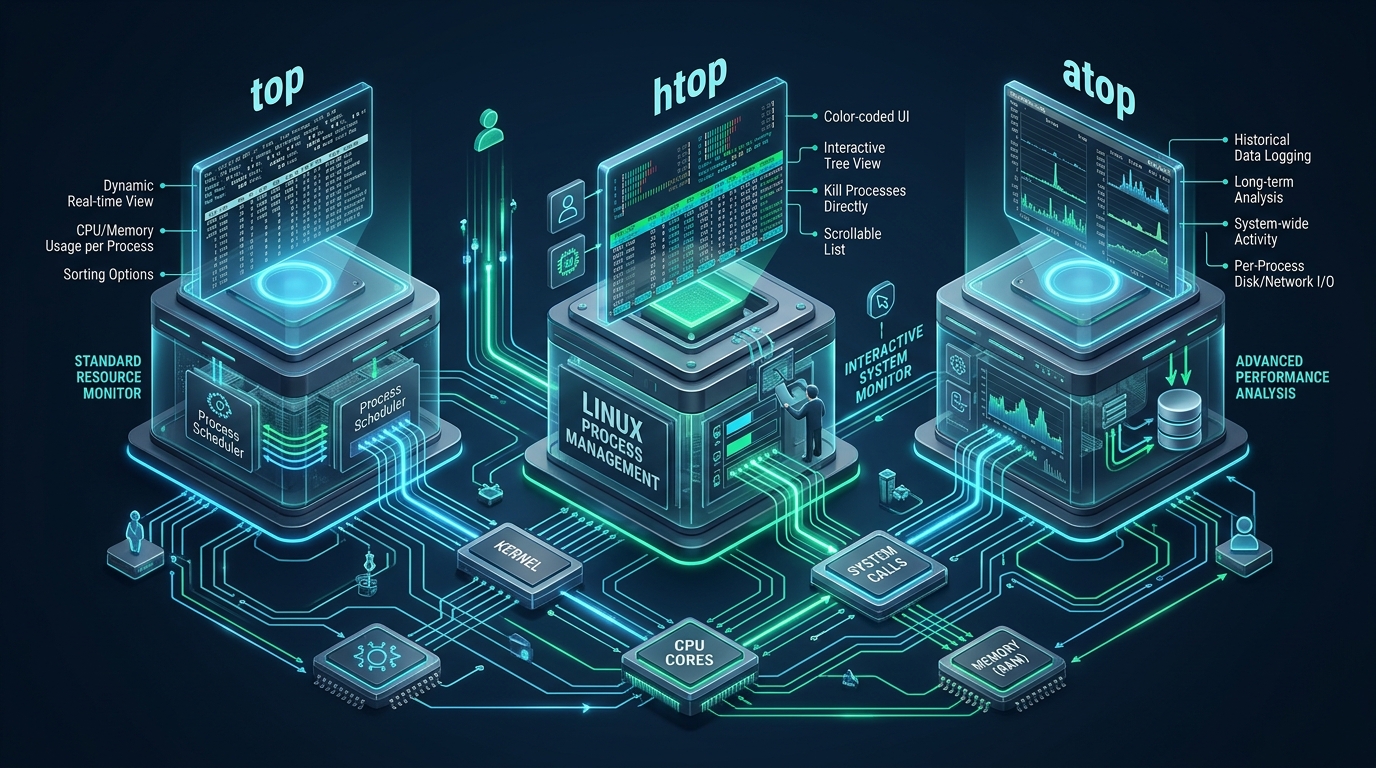 Linux Process Management: top, htop, and atop Explained - linux process management